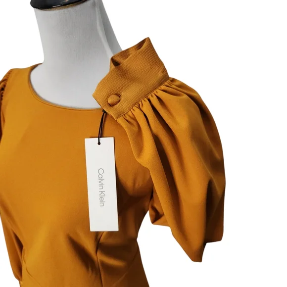 NWT Calvin Klein Amber Long Sleeve Retro 1970s Style Size 10 - Picture 3 of 9